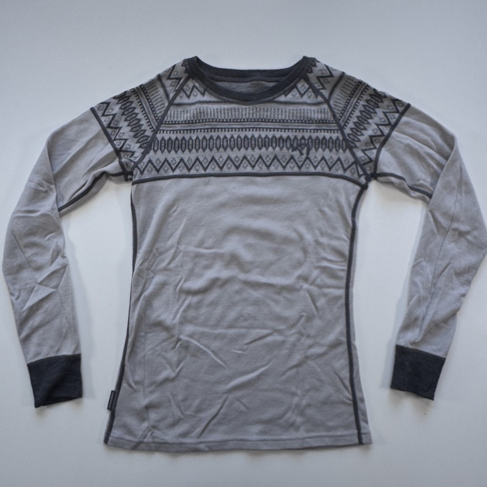 KARI TRAA Lokke Long Sleeve Baselayer Merino Wool Shirt Womens XSmall Gray